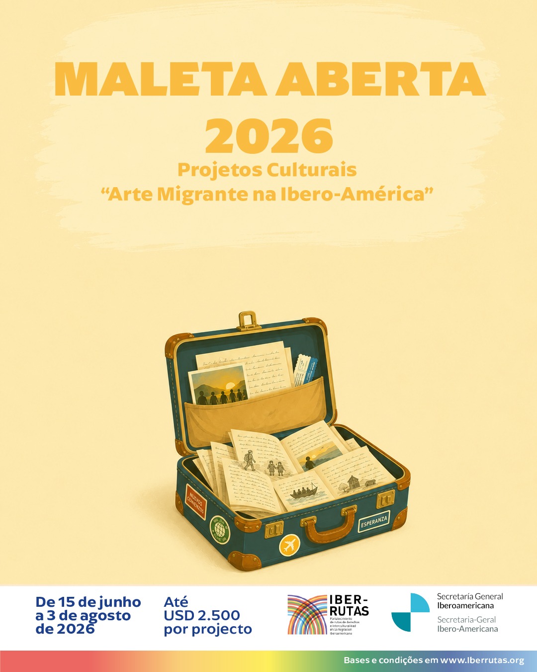 Convocatoria «Maleta Abierta 2026» para proyectos de arte migrante en Iberoamérica